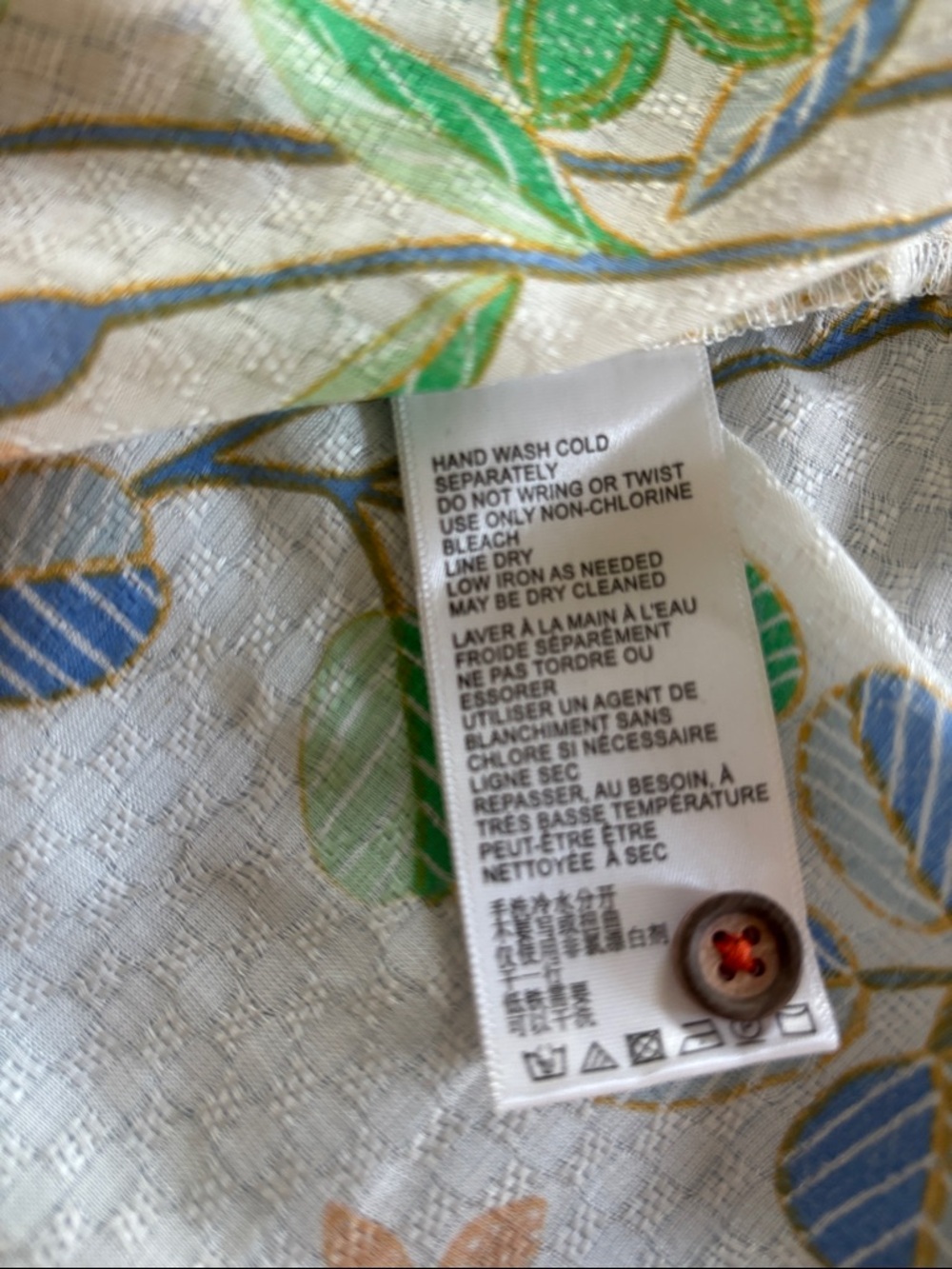 Antropologie Boho Floral Button Down Blouse Puff Sleeve Cottagecore Top Size 2 - Picture 8 of 8